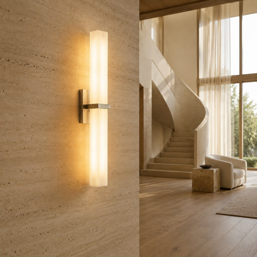 Modern Wall Light Adjustable Stainless Steel Glass Diffuser Indoor LED Sconce Fixture