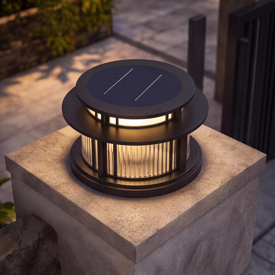 Solar Garden Light Modern Pillar Design Stainless Steel Waterproof LED Adjustable Color Temperature