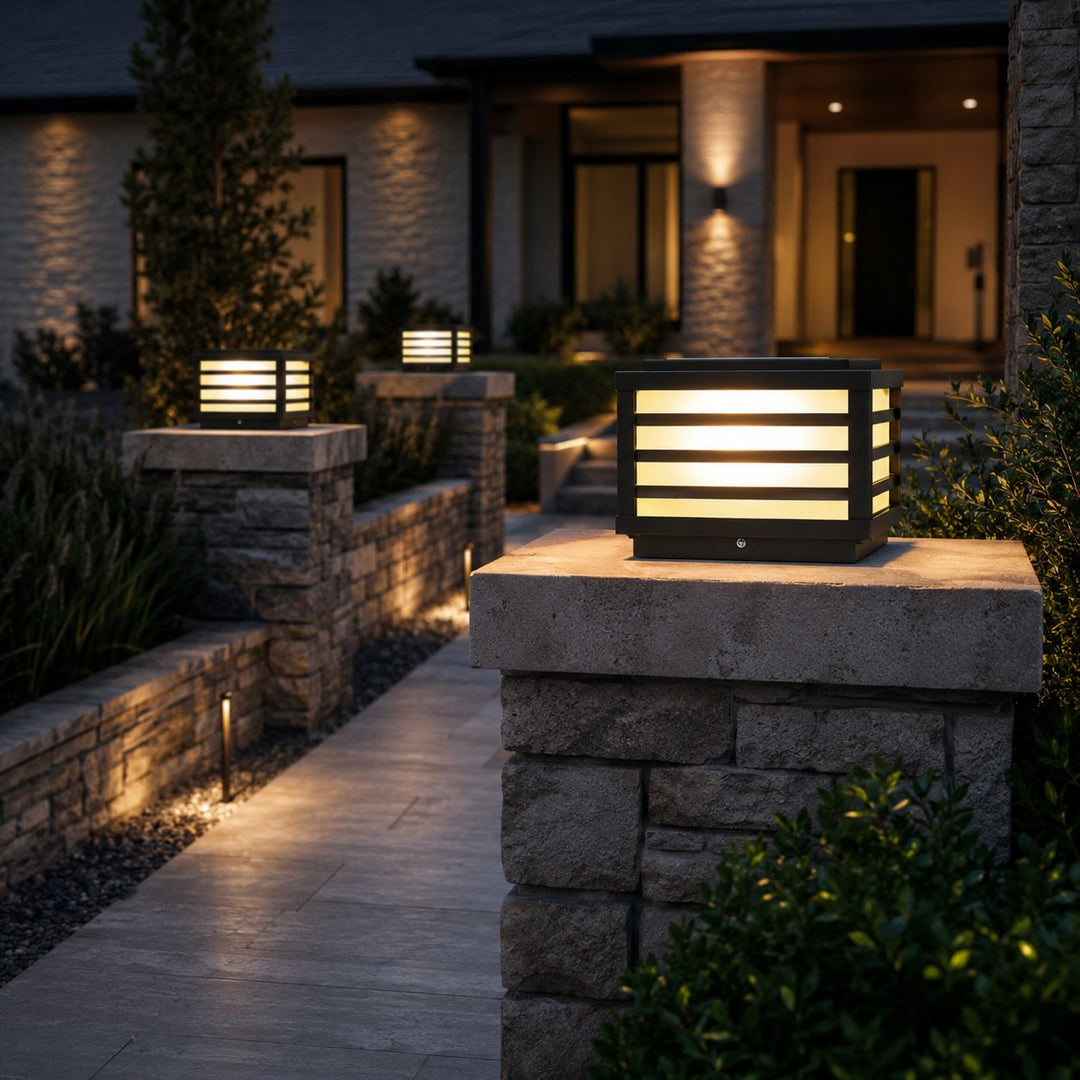 Solar Outdoor Wall Light Modern Die-Cast Aluminum with LED Warm White Glass Shade