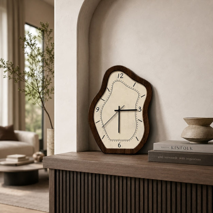 Vintage Wall Clock with Carved Pendulum Design Wood Analog Display Quartz Mechanism Battery Operated