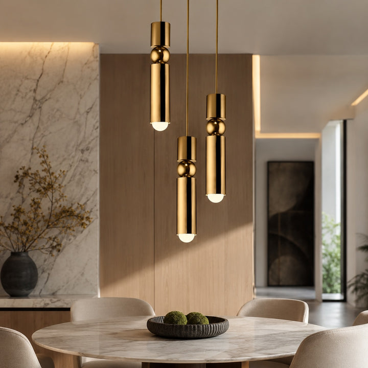 Modern Black Pendant Light with Adjustable Dimmable LED and Geometric Metal Design