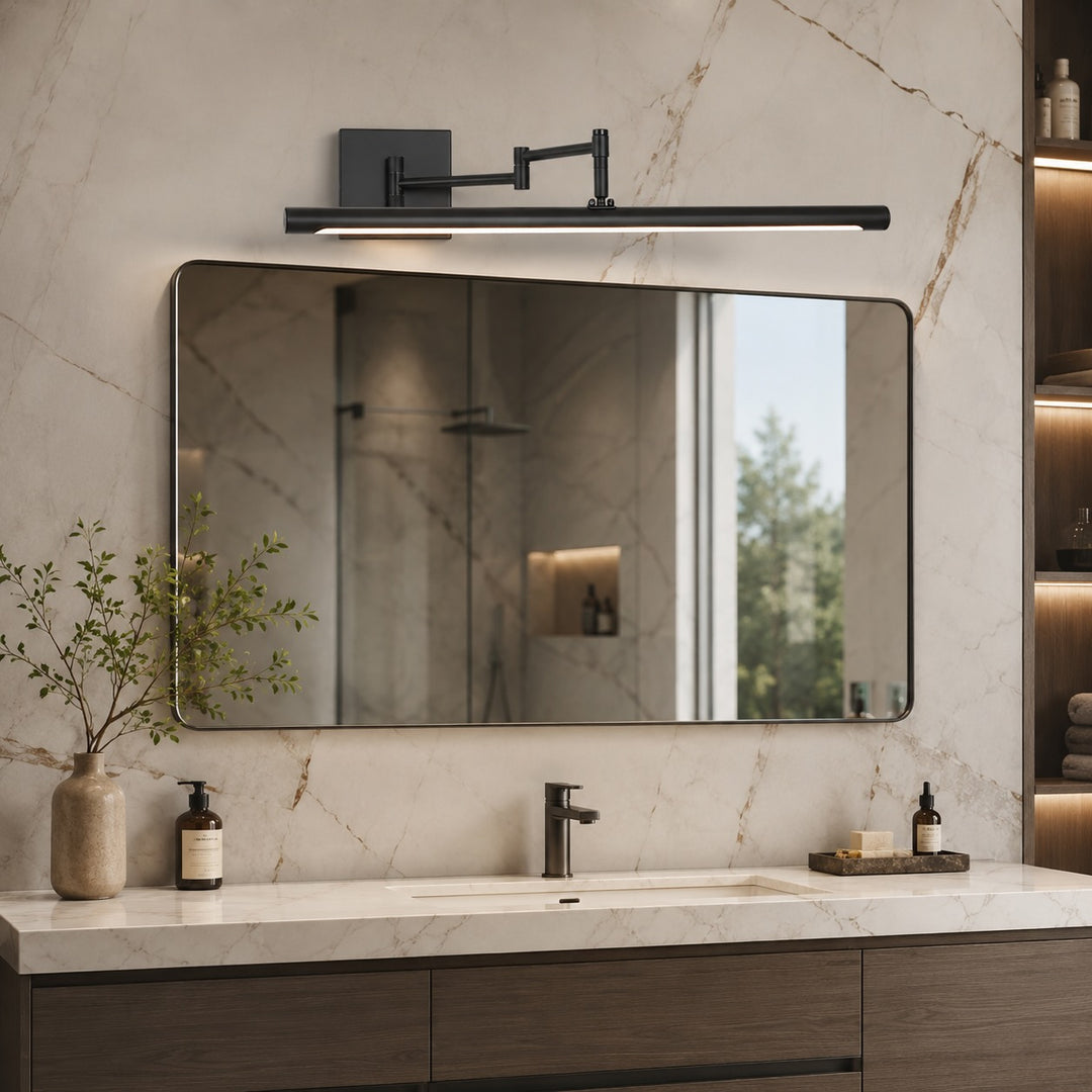Modern Black Bathroom Vanity Light Wall Mounted Adjustable Metal Fixture with 20W LED