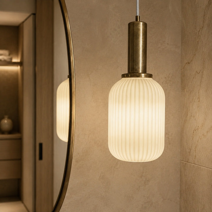 Modern Glass Pendant Light Hanging Fixture Adjustable Height LED Compatible