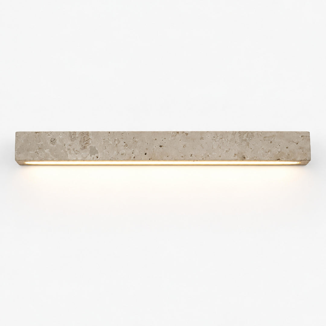 Minimalist Wall Light with Elongated Rectangular Design in Yellow Travertine and Integrated LED