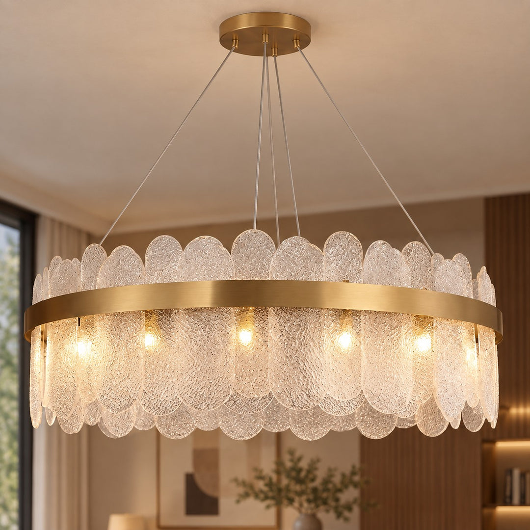 Modern Chandelier Light Adjustable Hanging Metal Frame with Clear Glass 14 Light Source G9 LED Compatible