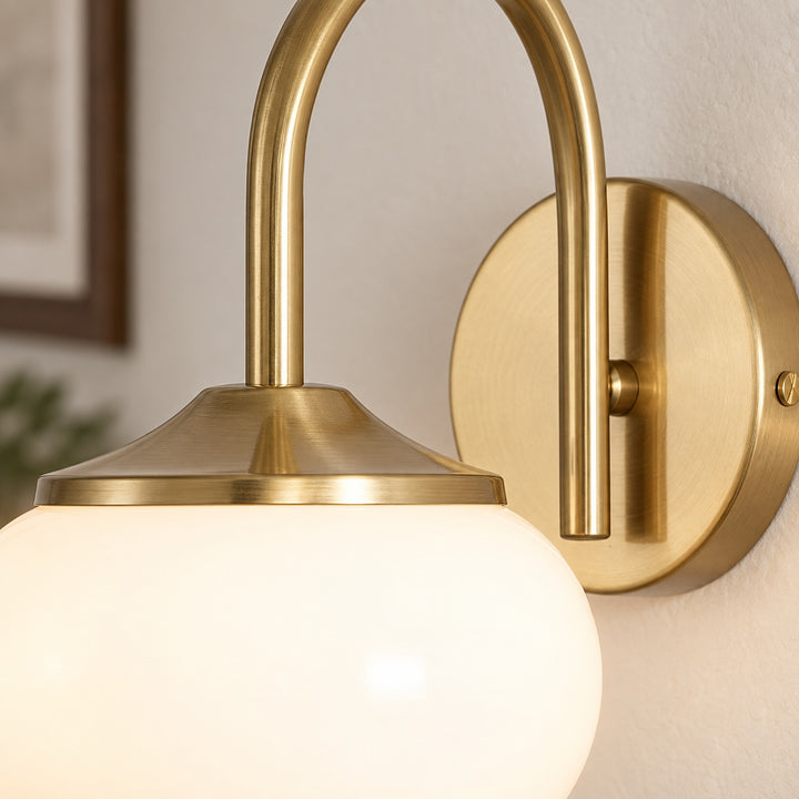 Modern Wall Light Copper Fixture with Pink Glass Shade for Indoor LED Bulbs