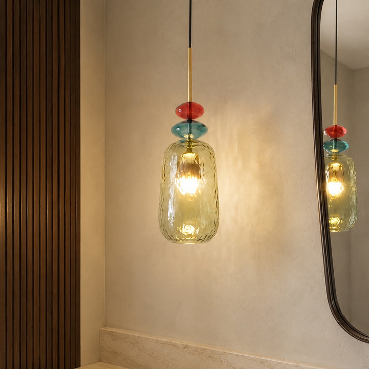 Modern Glass Pendant Light Adjustable Height Hanging Fixture LED for Kitchen Dining