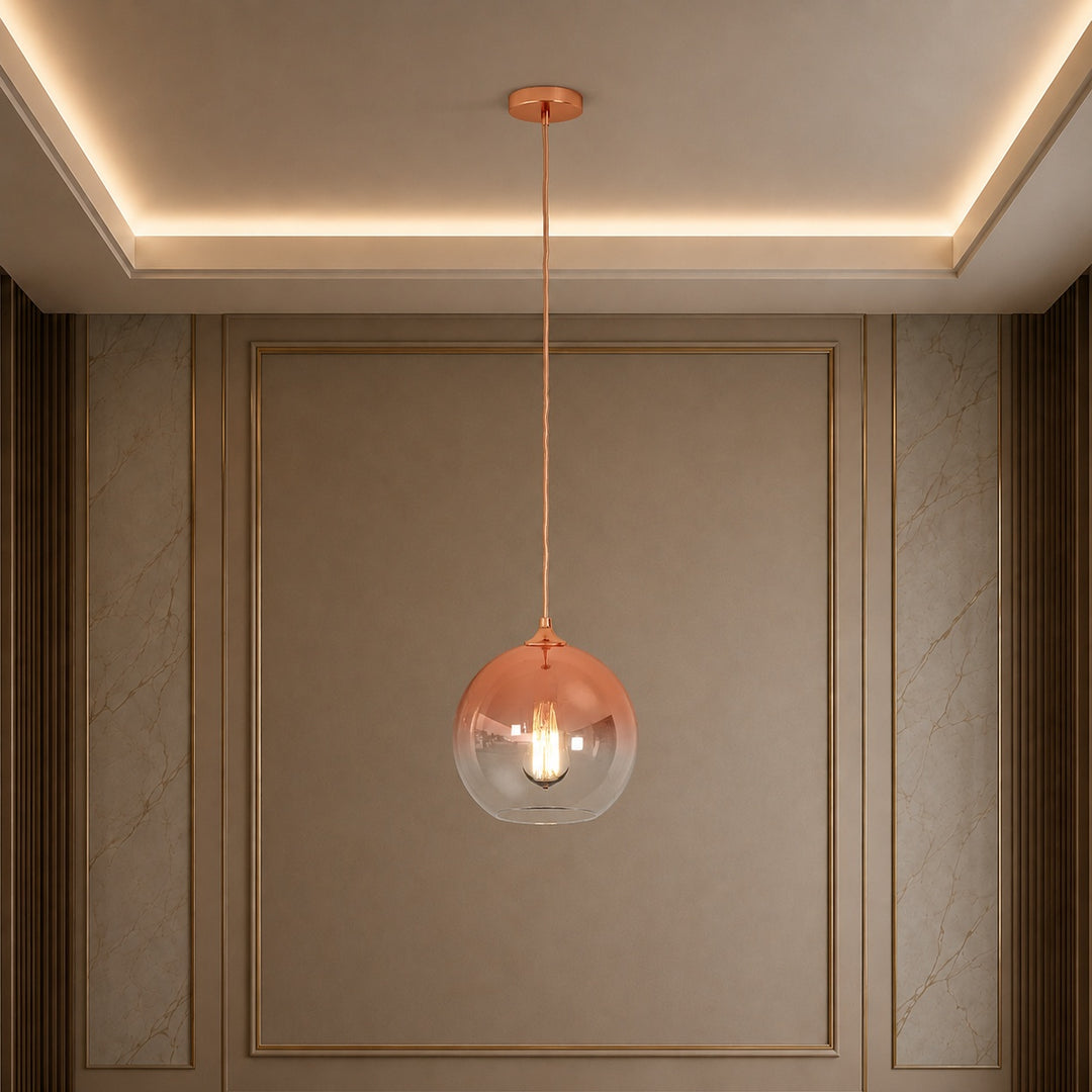 Modern Glass Pendant Light Adjustable Hanging LED with Metallic Gradient Finish
