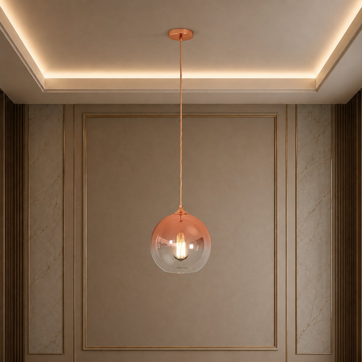 Modern Glass Pendant Light Adjustable Hanging LED with Metallic Gradient Finish