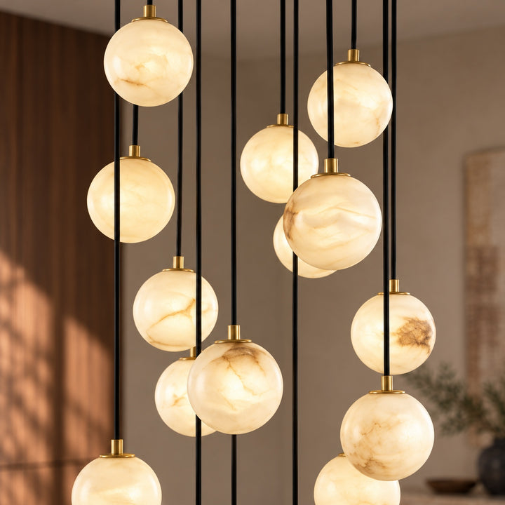 Modern Cluster Chandelier Light Wall Mounted Alabaster Glass LED Dimmable Fixture