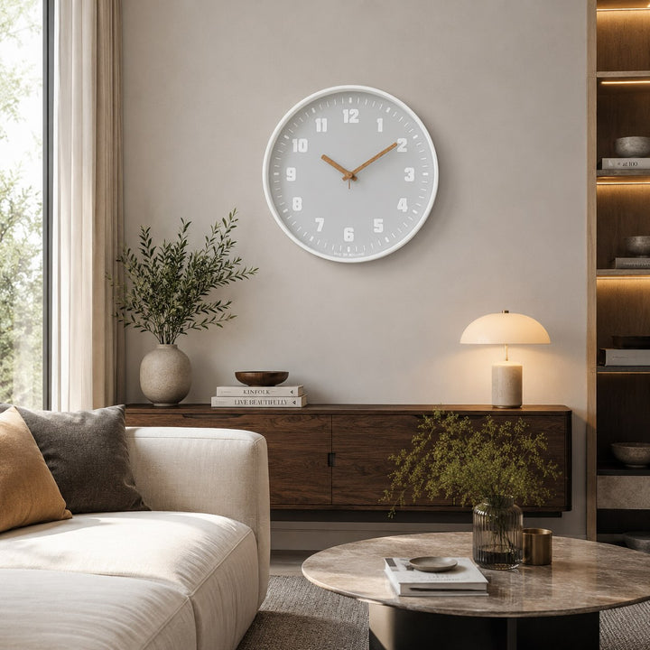 Modern Wall Clock Circular Design Bamboo Wood Noiseless Quartz Movement 30cm for Home Decor