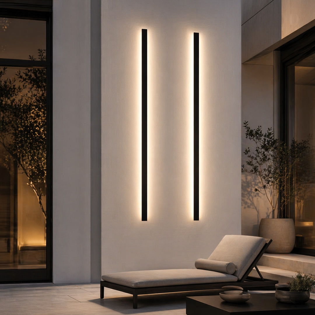 Outdoor LED Wall Light Dimmable IP65 Waterproof Aluminum Strip Sconce Black