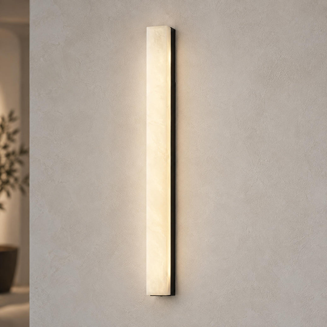 Modern Alabaster Wall Lamp with Adjustable Light and Metal Fixture for Elegant Home Decor