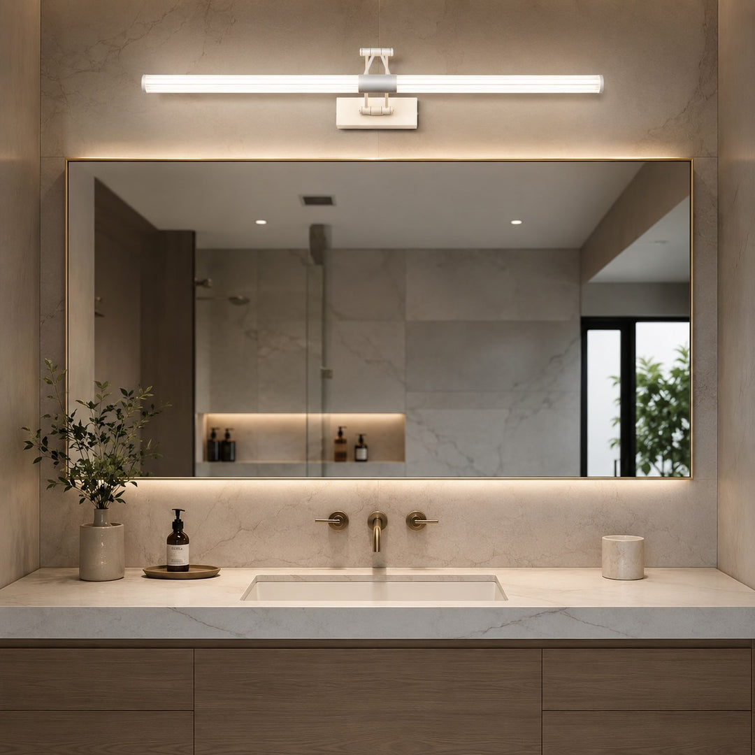 Modern LED Bathroom Vanity Light Wall Mounted with Adjustable Arms and 360-Degree Illumination