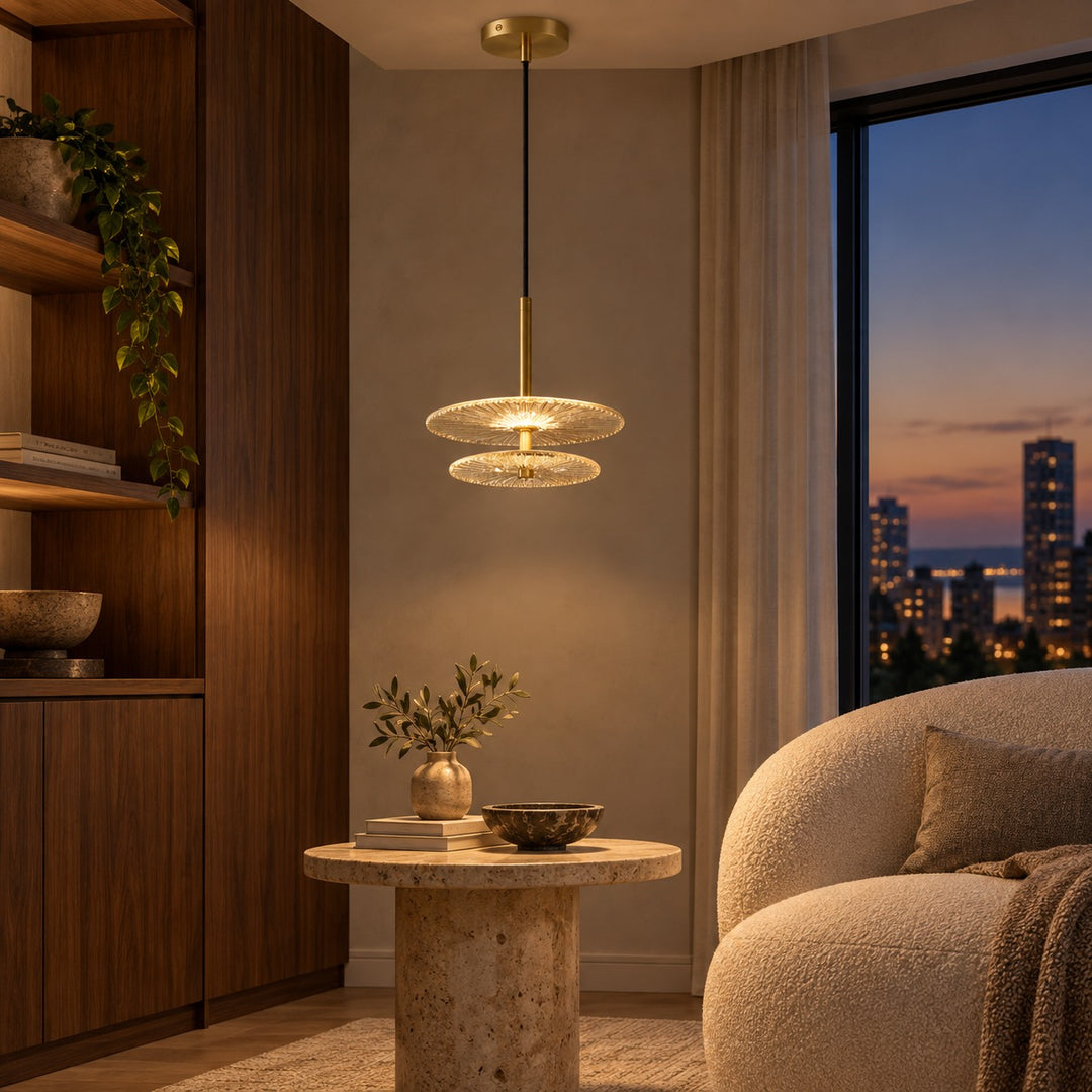 Modern Textured Glass LED Pendant Light with Natural Copper Finish – 20cm & 30cm