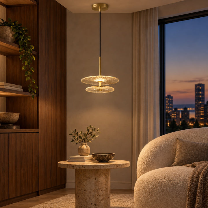Modern Textured Glass LED Pendant Light with Natural Copper Finish – 20cm & 30cm