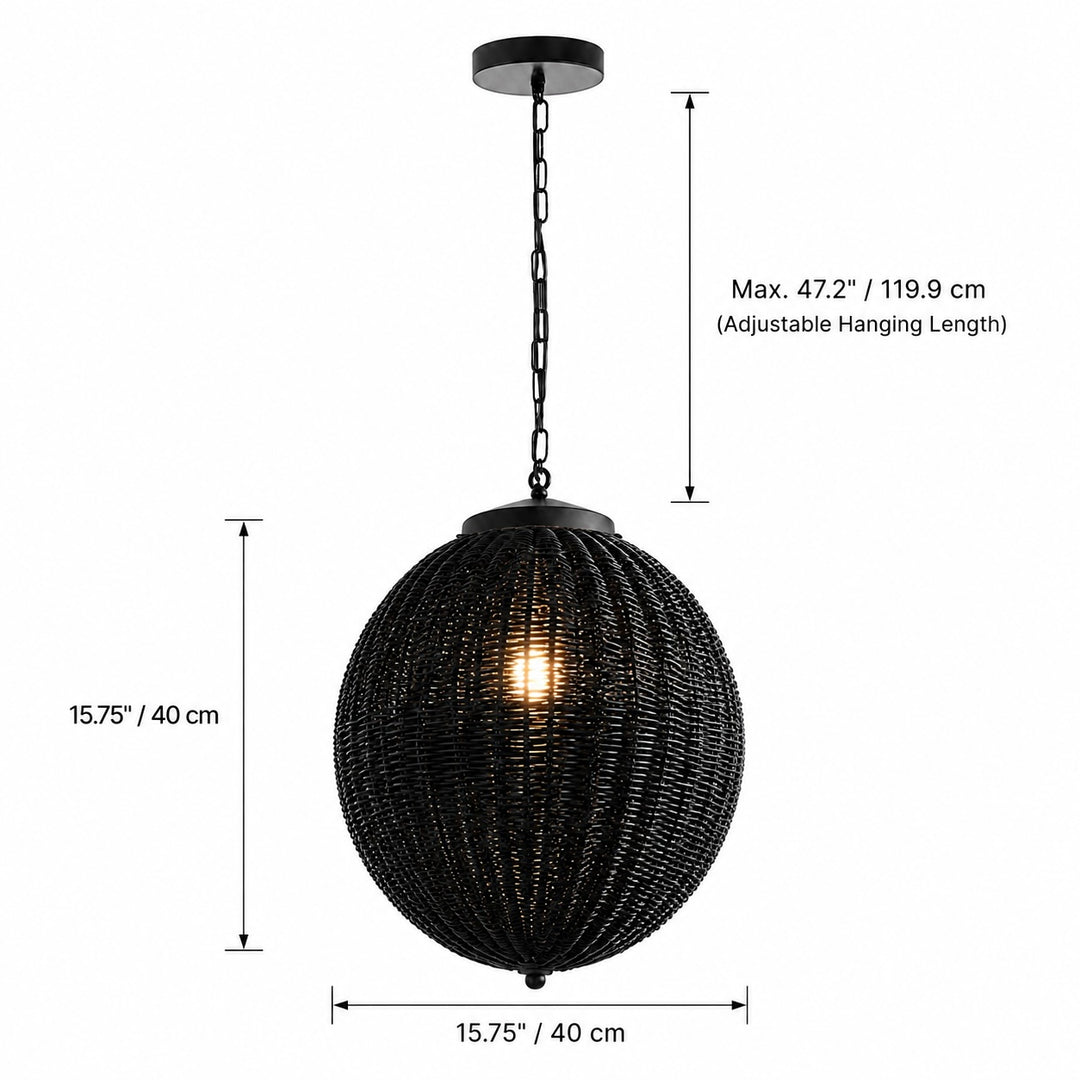 Waterproof Retro Pendant Light Adjustable Hanging Rattan Outdoor LED Warm White 4W
