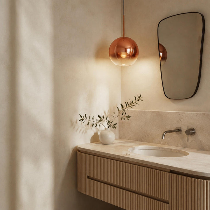 Modern Glass Pendant Light Adjustable Hanging LED with Metallic Gradient Finish