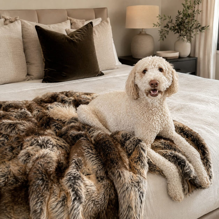 Soft Plush Faux Fur Throw Blanket Cozy Decorative Bedding for Sofa and Bed 50 x 60 Inches