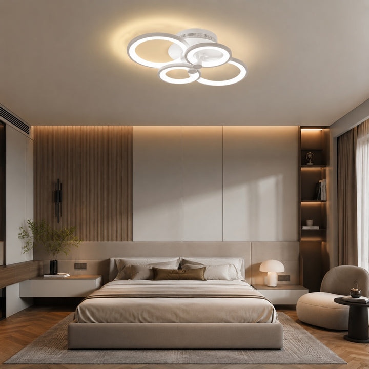 Modern Multi Ring Flush Mount Ceiling Light Metal Acrylic LED Dimmable Adjustable