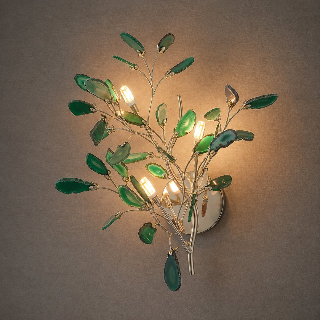 Contemporary Agate Wall Light Metal Fixture Wall Mounted Unique Natural Stone Design LED Indoor Use