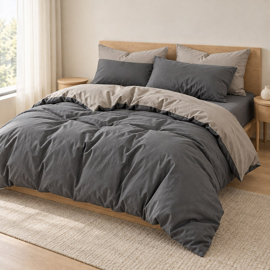 Pastel Double-Sided Bedding Set Minimalist Comforter Cover Twin Full Queen King Size