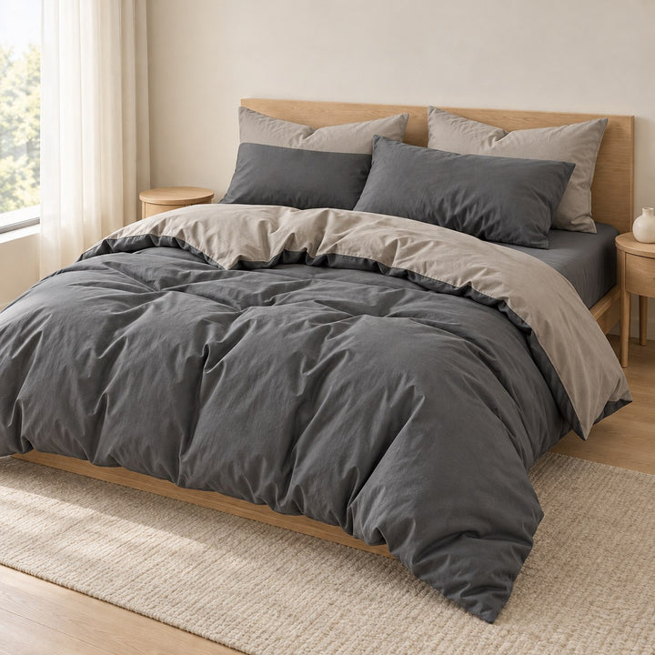 Pastel Double-Sided Bedding Set Minimalist Comforter Cover Twin Full Queen King Size
