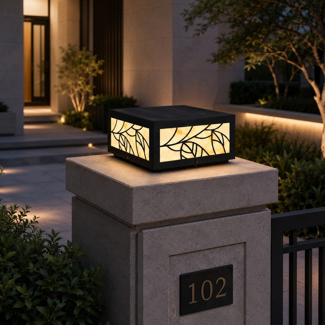 Modern Square Solar Garden Light Wall Mounted Stainless Steel LED Waterproof Automatic