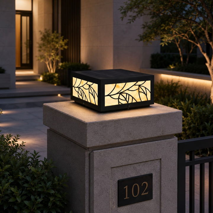 Modern Square Solar Garden Light Wall Mounted Stainless Steel LED Waterproof Automatic