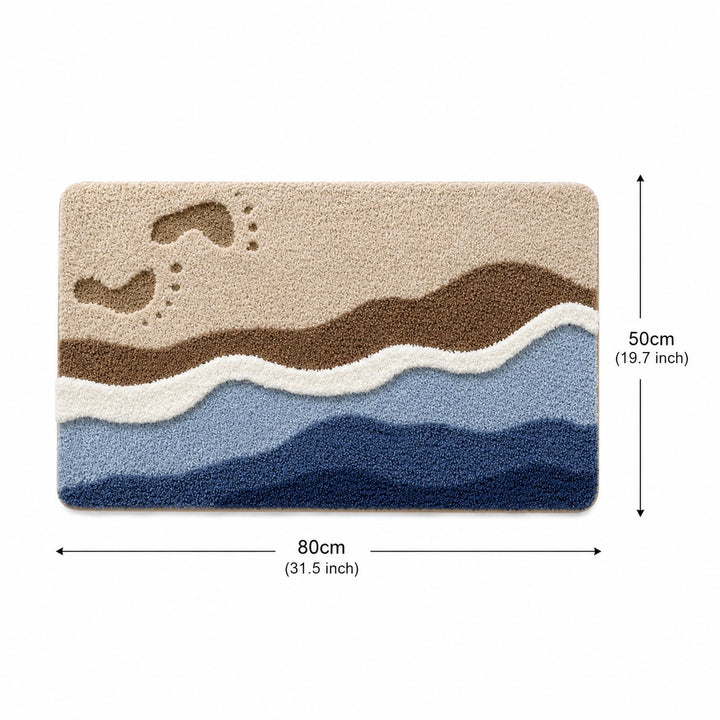 Coastal Bath Mat Non-Slip Flocking Material for Absorbency and Comfort Bathroom Rugs