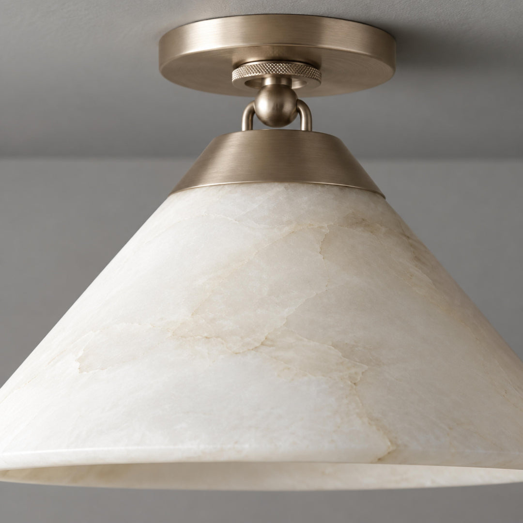 Modern Flush Mount Ceiling Light Alabaster Shade LED 12 Inch Diameter Energy Efficient