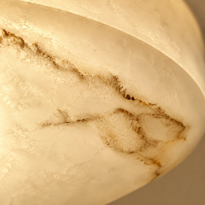 Modern Alabaster LED Flush Mount Ceiling Light – Round Natural Stone Design  Copy Title