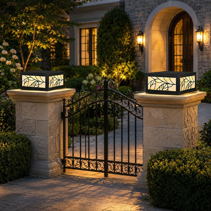 Modern Square Solar Garden Light Wall Mounted Stainless Steel LED Waterproof Automatic