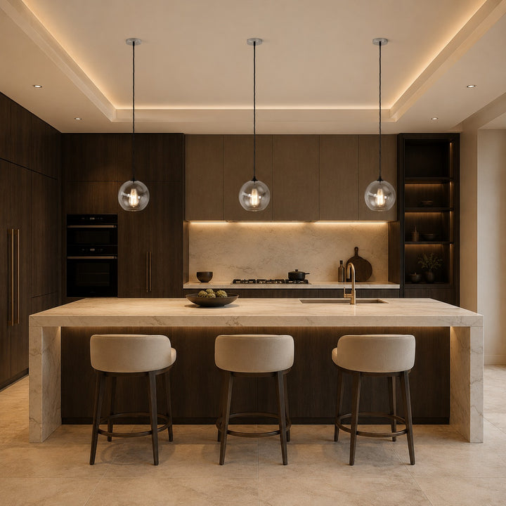 Modern Glass Pendant Light Adjustable Hanging LED with Metallic Gradient Finish