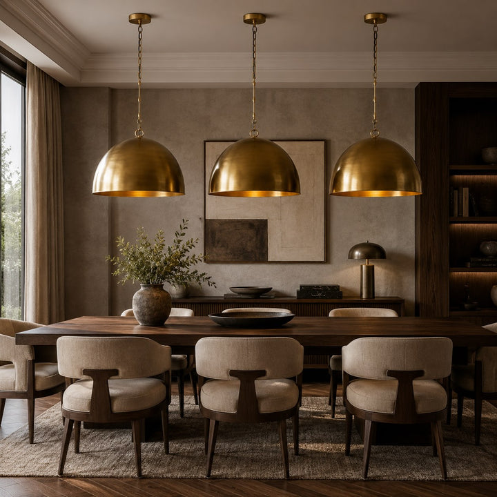 Large Modern Bronze Dome Pendant Light Adjustable Metal Hanging Fixture for Kitchen Island Dining Room