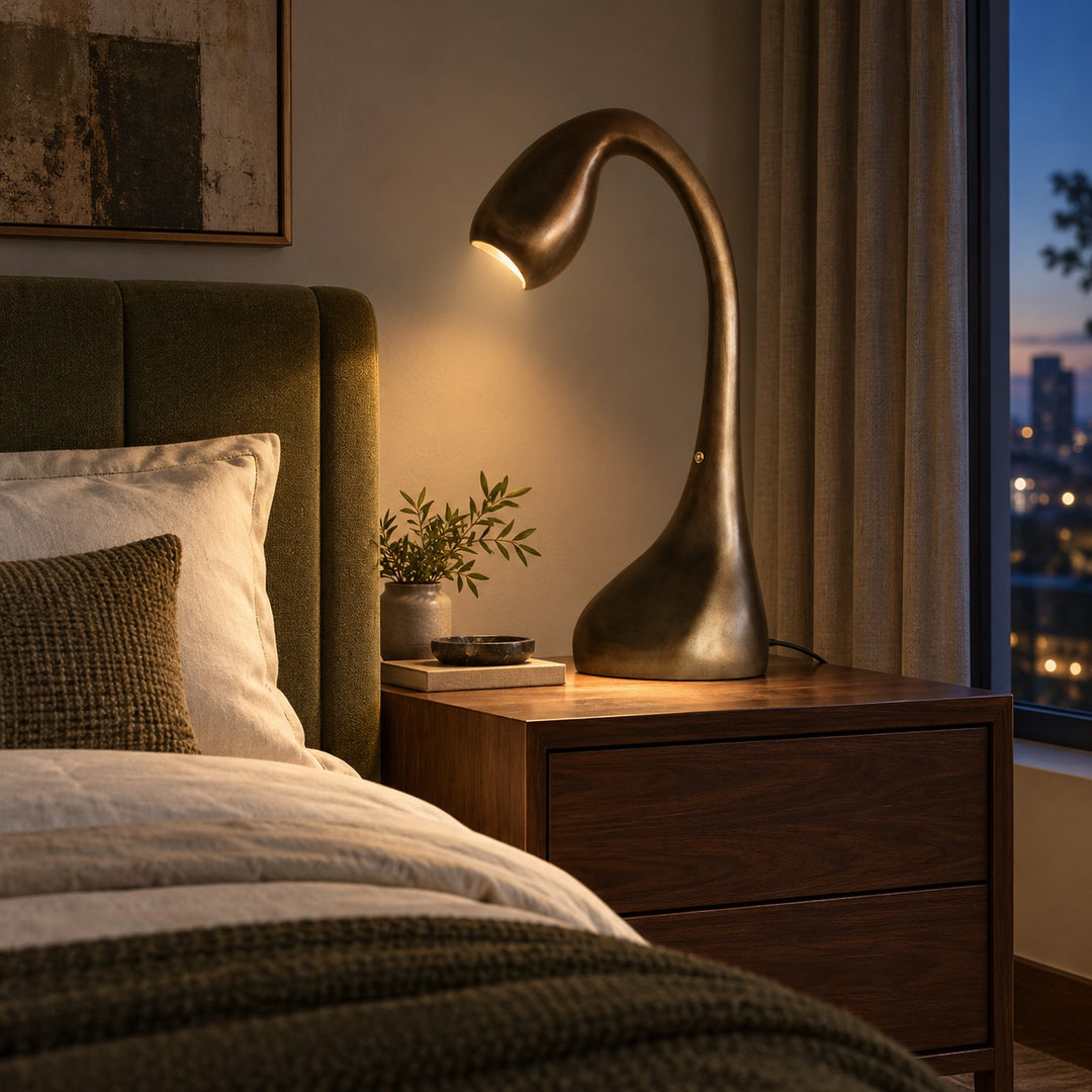 Modern Adjustable Table Lamp Metal LED Indoor Lighting with Bronze Finish