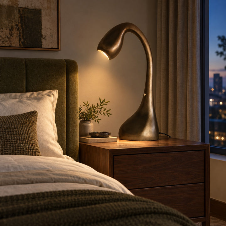 Modern Adjustable Table Lamp Metal LED Indoor Lighting with Bronze Finish