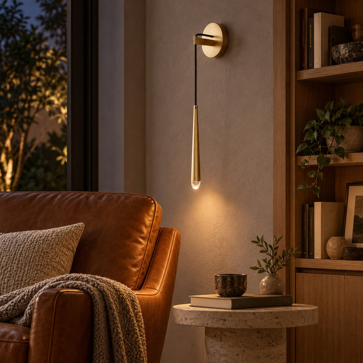 Modern Brass & Crystal Wall Sconce – G4 LED Interior Wall Light