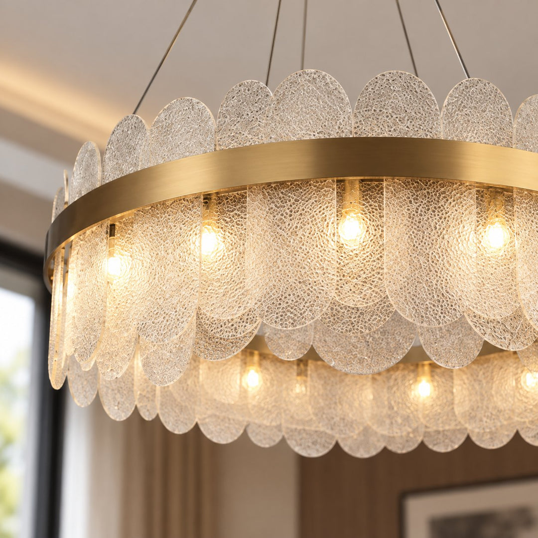 Modern Chandelier Light Adjustable Hanging Metal Frame with Clear Glass 14 Light Source G9 LED Compatible