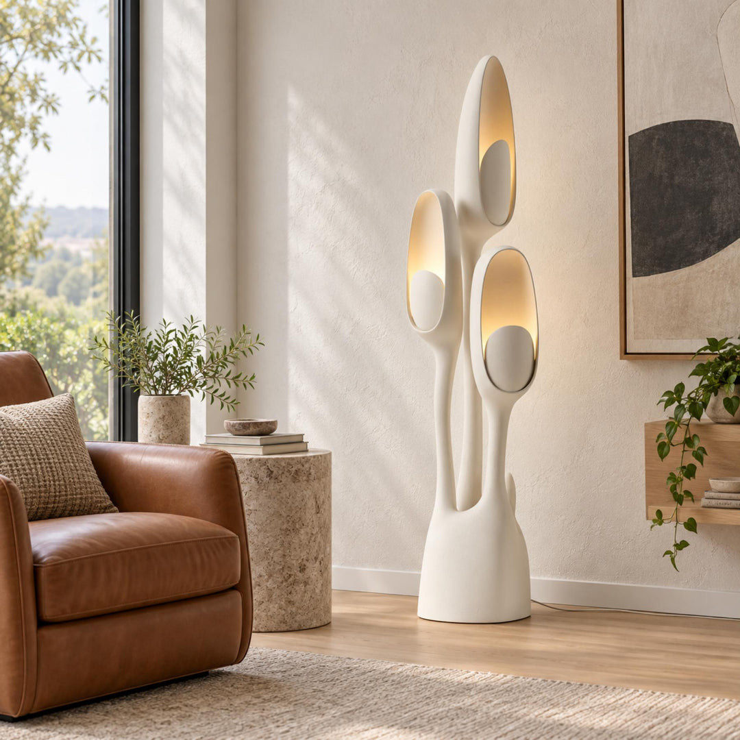 Modern Floor Lamp Adjustable LED Light Metal and Fiberglass for Indoor Use