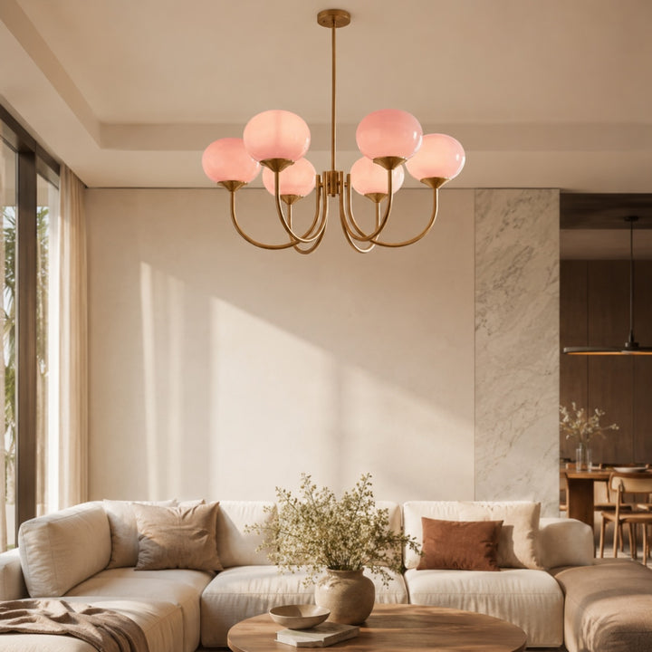 Modern Chandelier Pendant Light Fixture with Adjustable Arms Glass Shades Indoor Lighting