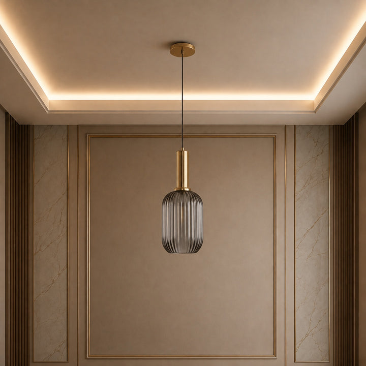 Modern Glass Pendant Light Hanging Fixture Adjustable Height LED Compatible
