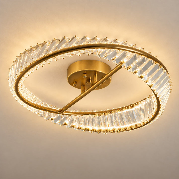 Modern Circular Flush Mount Ceiling Light Stainless Steel Glass Integrated LED Adjustable Color Temperature