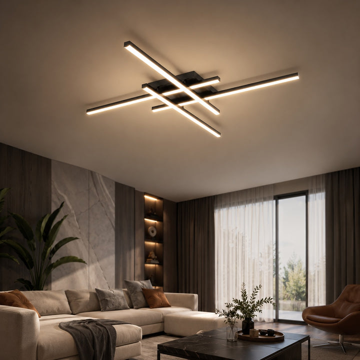 Modern Minimalist Ceiling Light Long Strip LED Adjustable Color Temperature Iron Acrylic