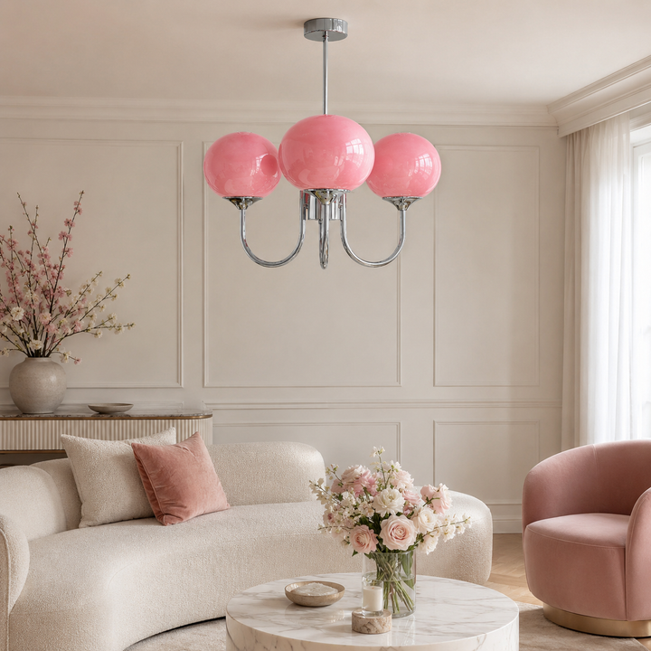 Modern Chandelier Pendant Light Fixture with Adjustable Arms Glass Shades Indoor Lighting