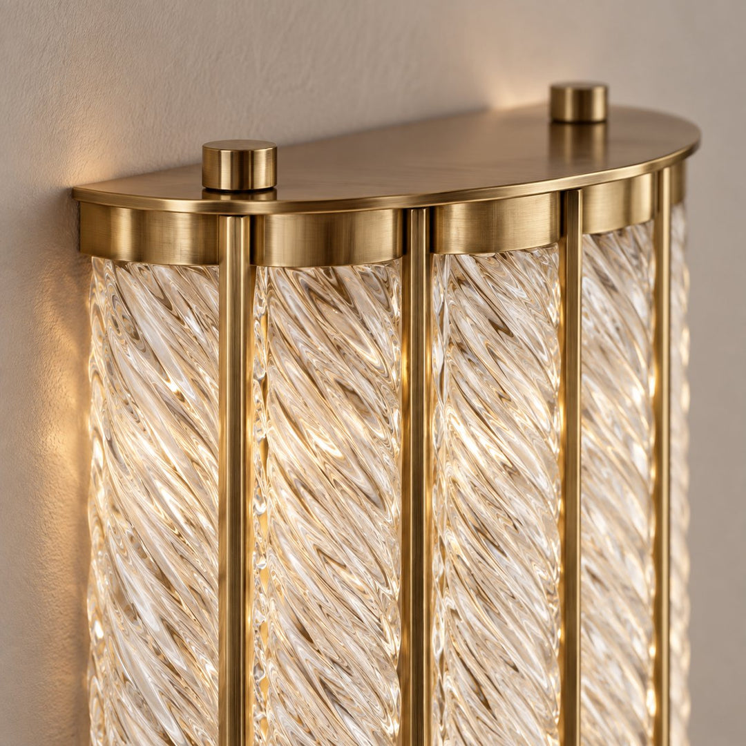 Twisted Glass Brass Wall Sconce – 3-Light Interior Wall Light