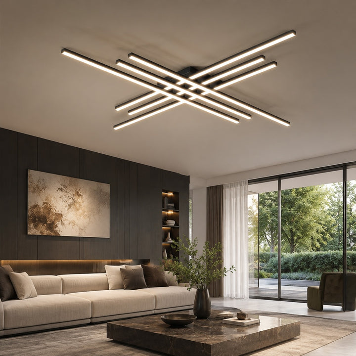 Modern Minimalist Ceiling Light Long Strip LED Adjustable Color Temperature Iron Acrylic