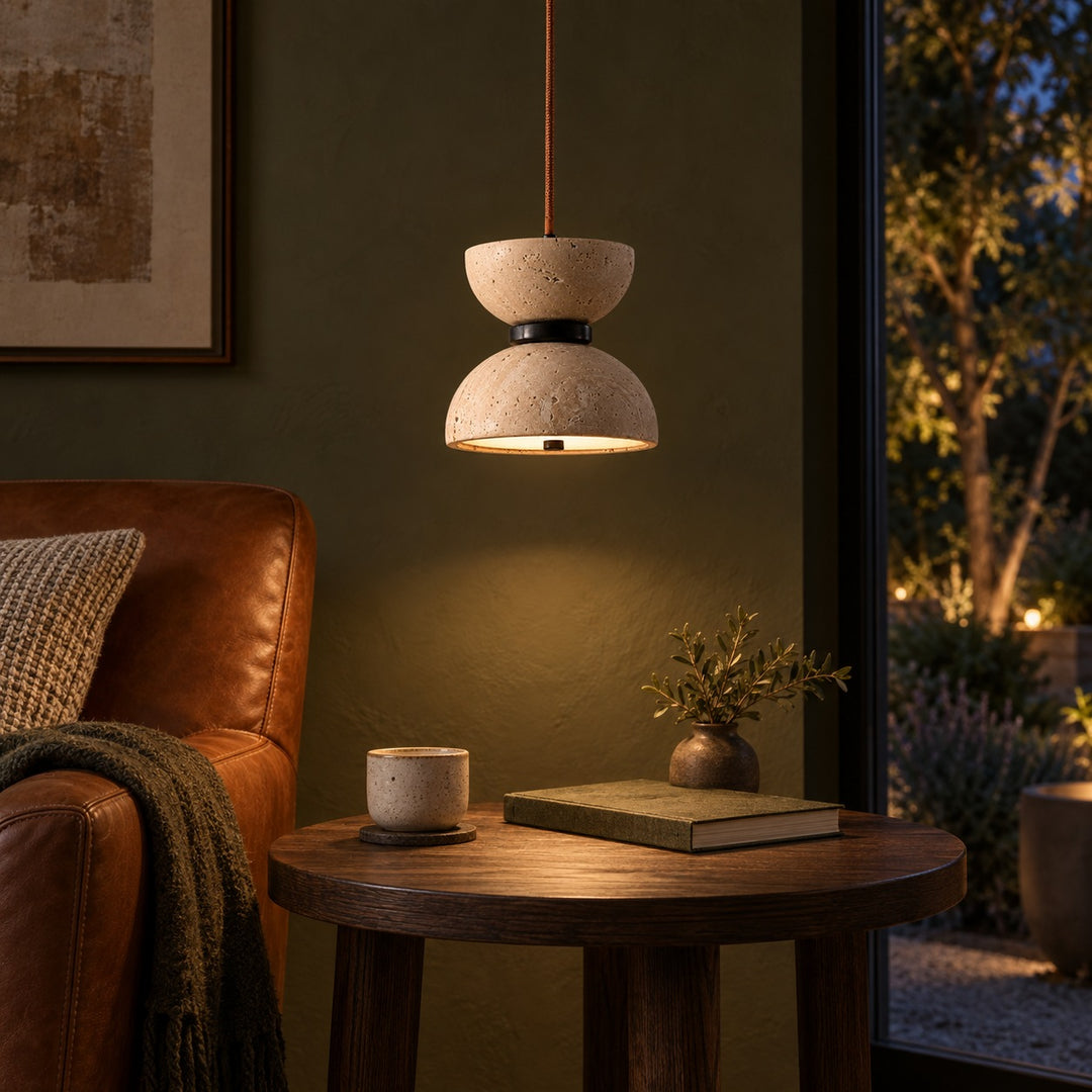Modern Hourglass Pendant Lamp Hanging Design Travertine LED Lighting for Kitchen Pendant Lighting