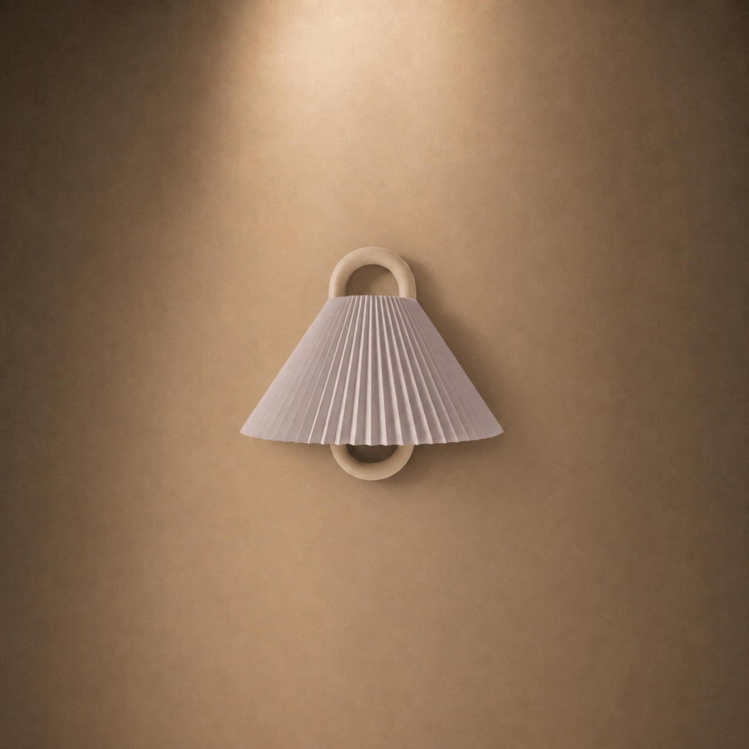 Minimalist Wall Light Wall Mounted Beech Wood Base Fabric Shade LED Soft Ambient Lighting