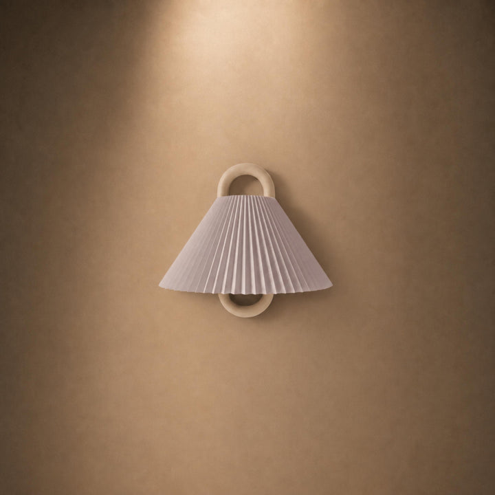 Minimalist Wall Light Wall Mounted Beech Wood Base Fabric Shade LED Soft Ambient Lighting